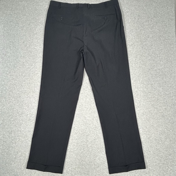 Ralph Lauren Dress Slack Pant Black Check Men Sz 38x32 Poly/Rayon Cuffed Pleated - Picture 4 of 8